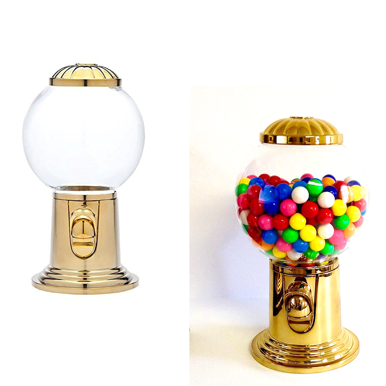 9- Inch Refillable Glass Globe Gumball Machine and Antique Style Candy Dispenser