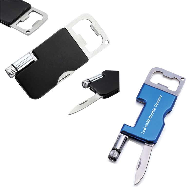 Bottle Opener Flashlight & Knife 3-in-1 Multitool Keychain