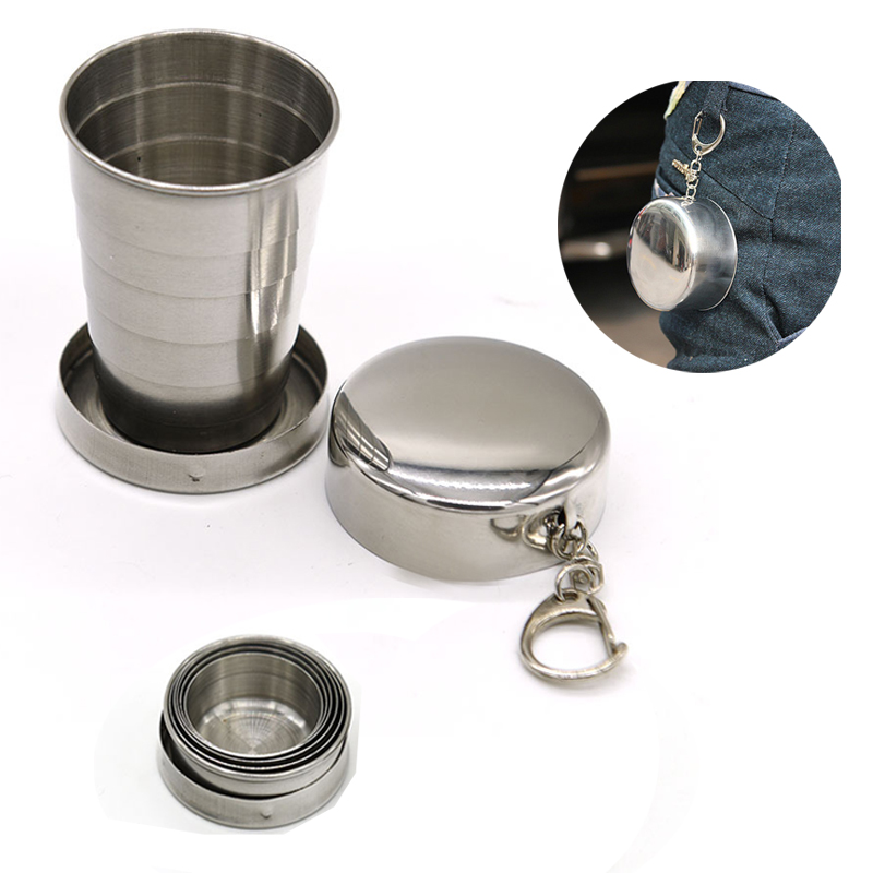 4.75oz Portable Stainless Steel Folding Cups Telescopic Collapsible Travel Camping Mug