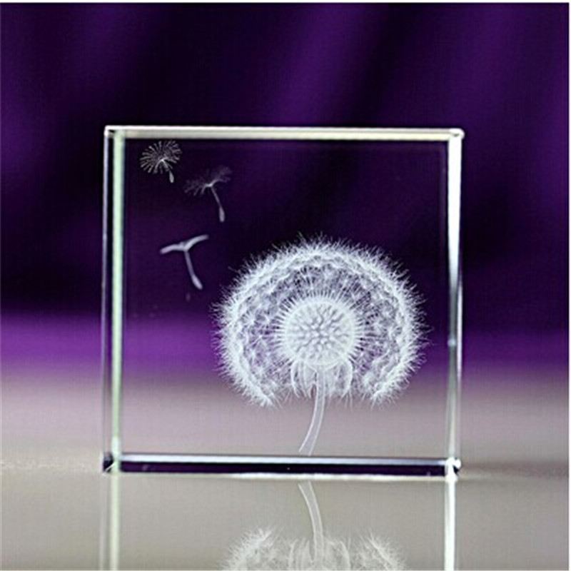 Glass Cube 3D Laser Crystal Engraving 