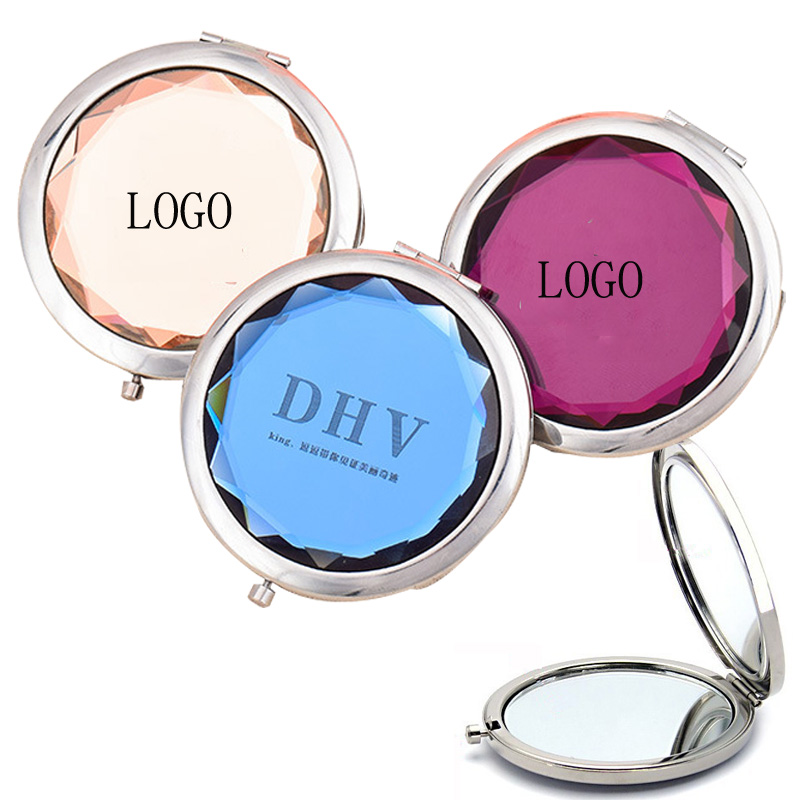 Crystal Pocket Make-up Mirror with 2X Magnification