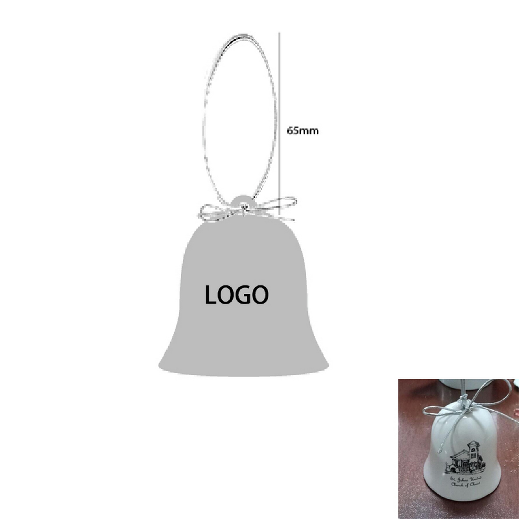 Ceramic Christmas Bell Ornament