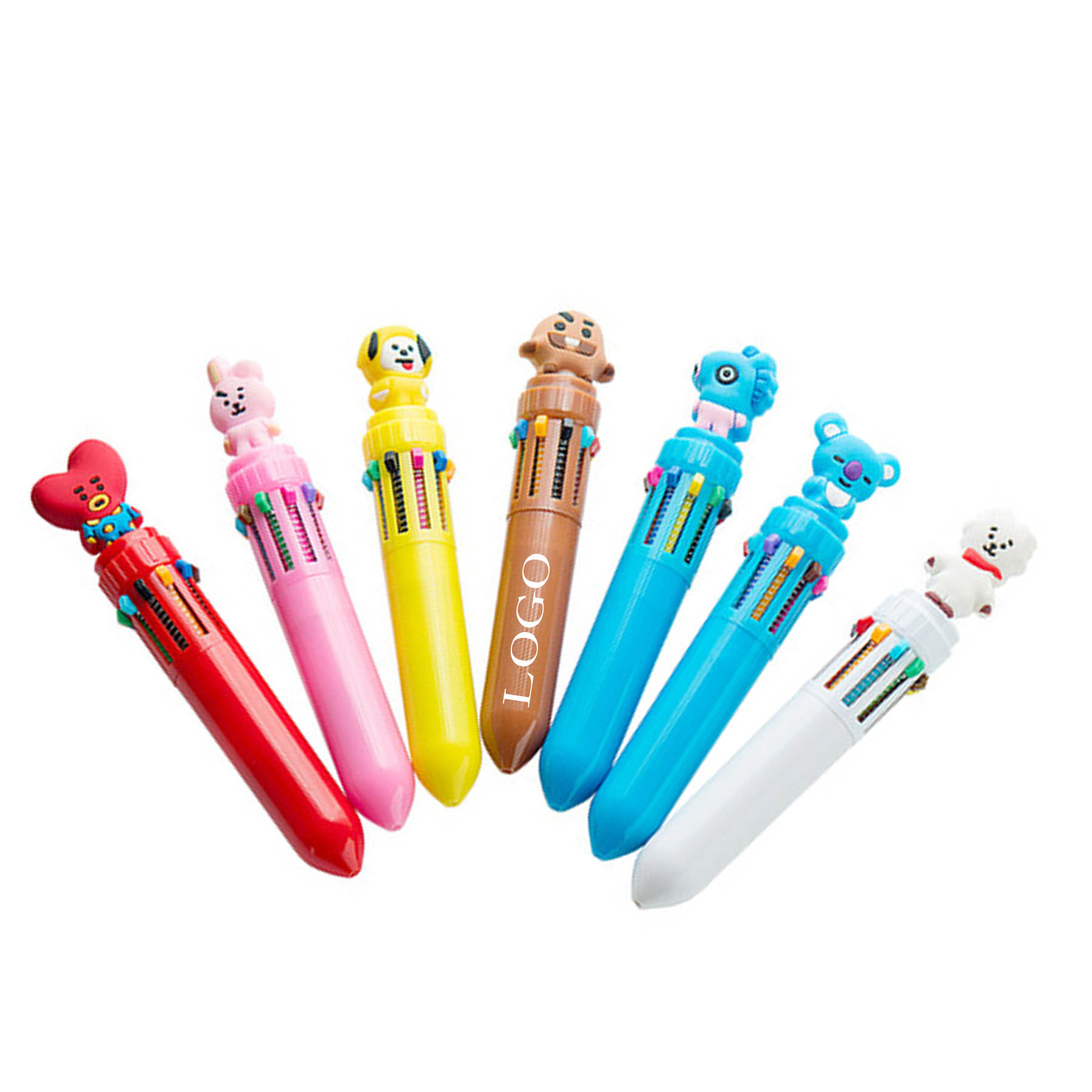 10-in-1 Multi-color Retractable Ballpoint Pens for Office & School