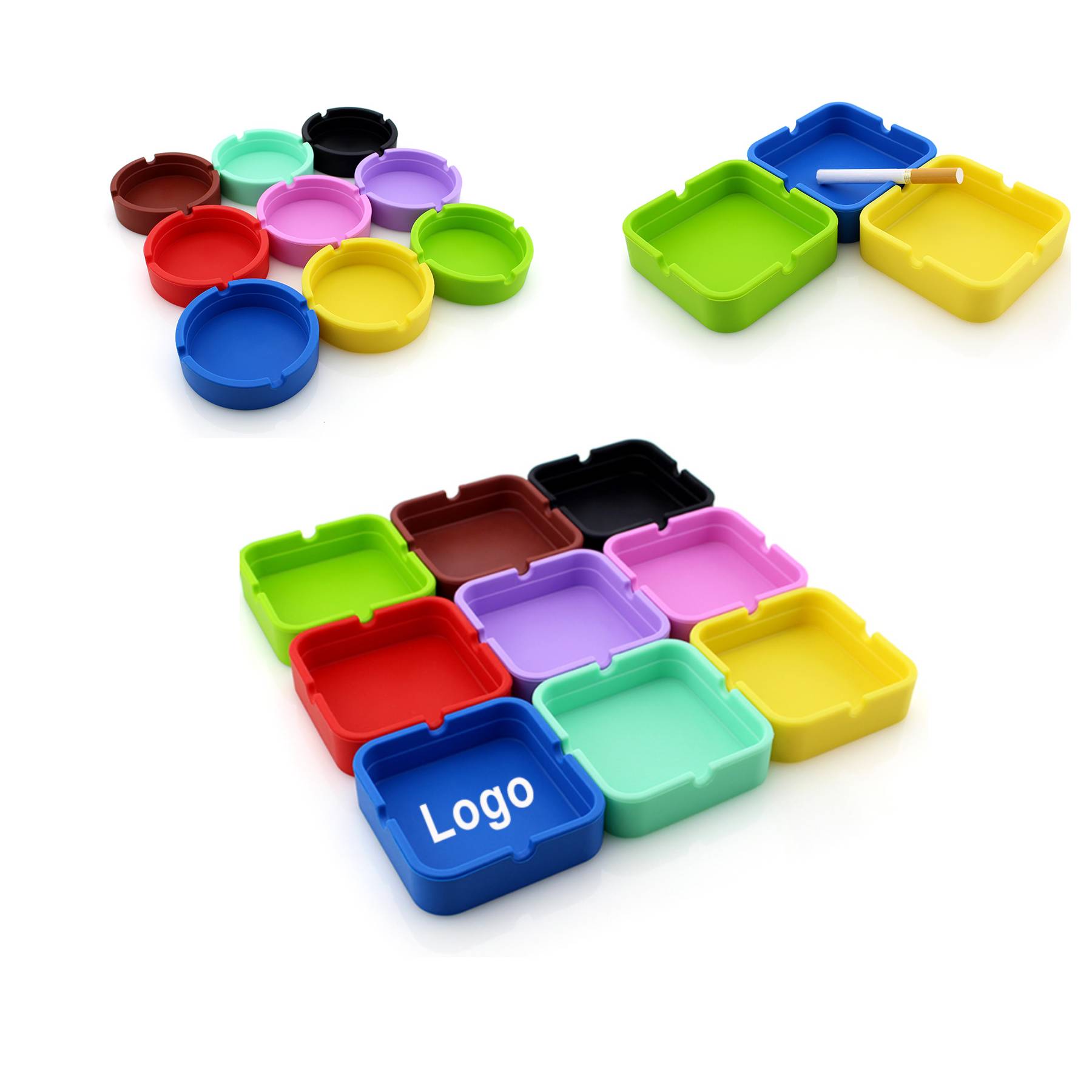 Colorful Square Silicone Ashtray