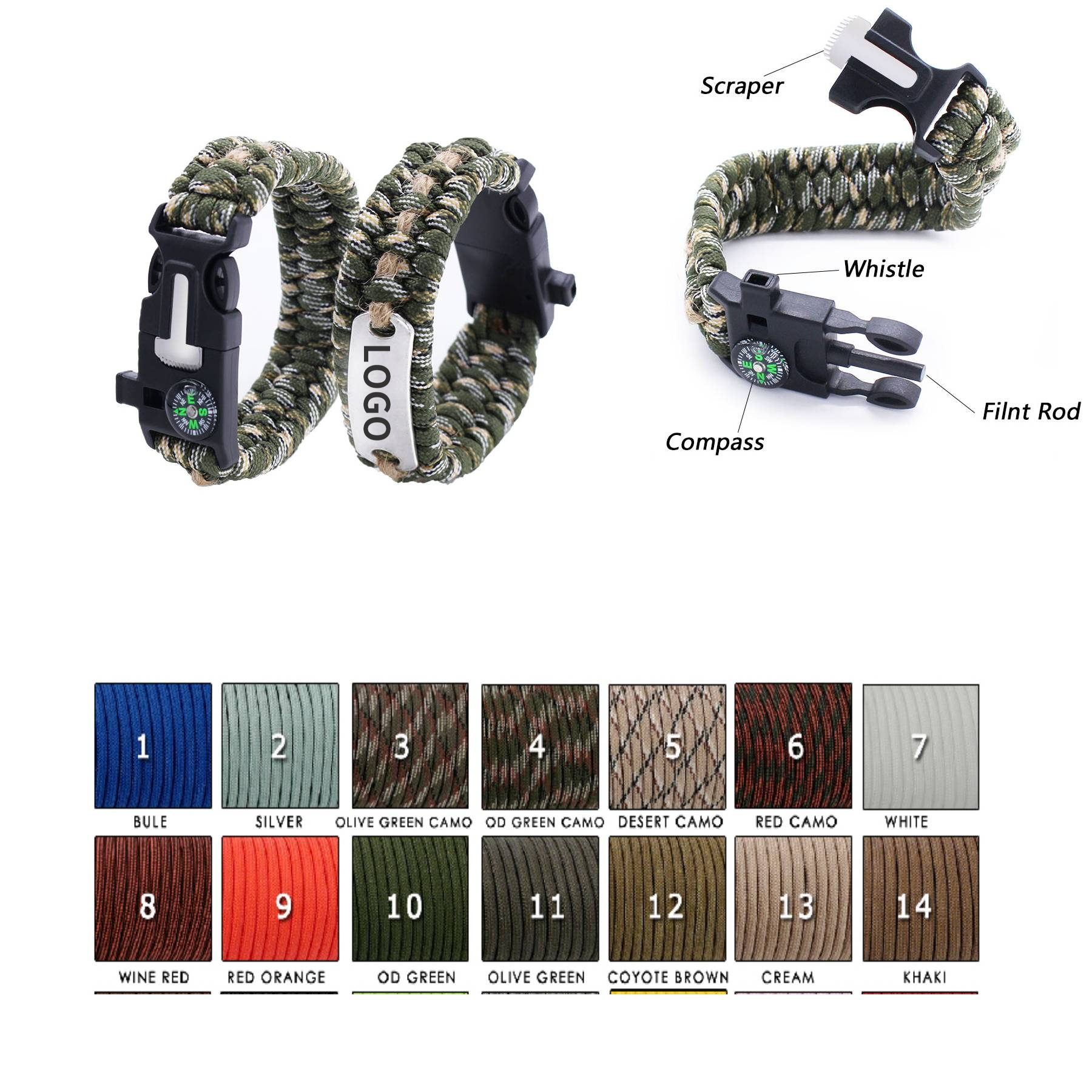 Multifunctional Crossover Paracord  Bangle Bracelet