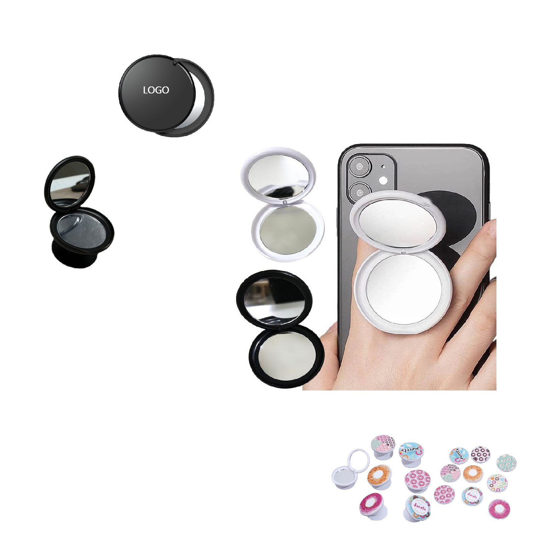 Folding  Mobile Phone Stand with Make Up Mirror