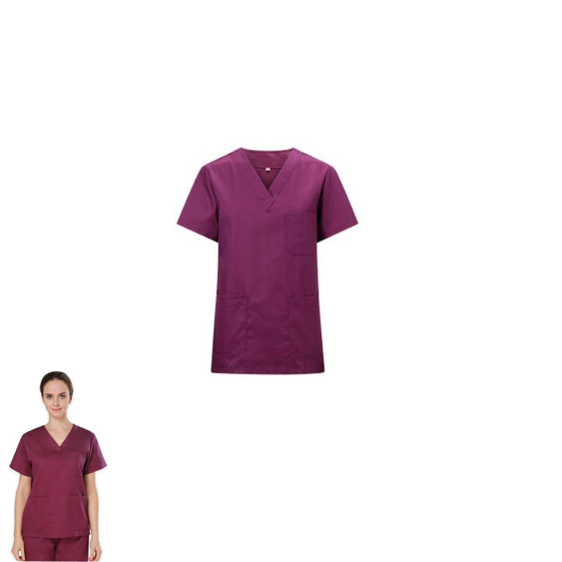 3 Pocket V-Neck Women's Men Scrub Top Surgical Scrubs Tops L Size