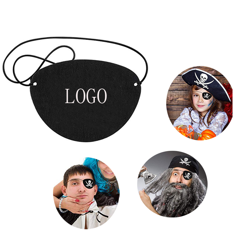 Pirate Eye Patch Black Felt One Eye Skull Captain Eye Patches for Halloween Christmas Pirate Theme Party